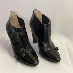 L'Autre Chose Leather Ankle Booties Black Size 36